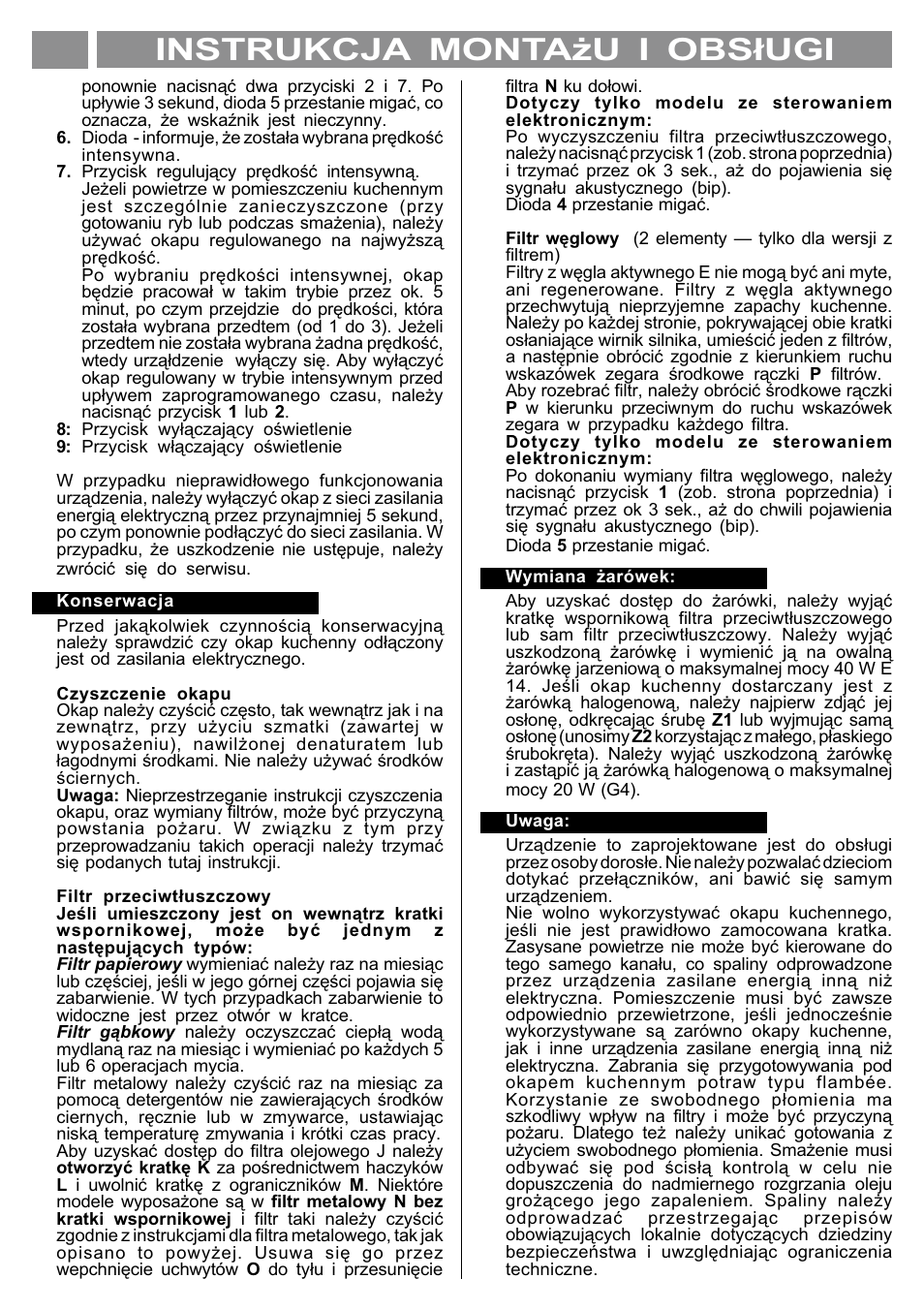 Instrukcja monta¿u i obs³ugi pl | Kleenmaid TONDA90 User Manual | Page 30 / 34