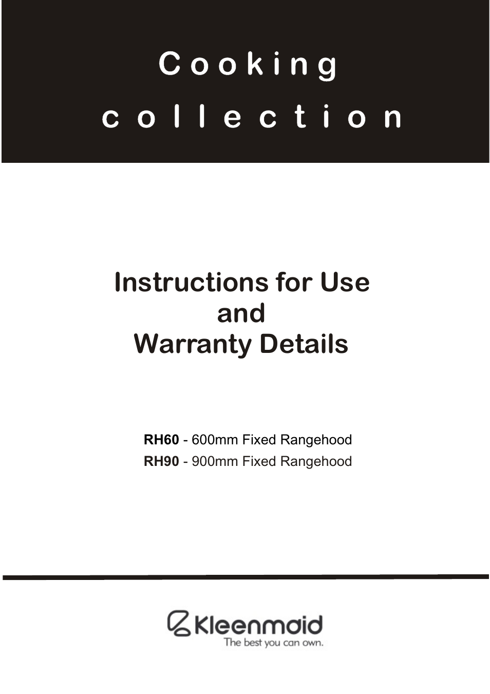 Kleenmaid RH60 User Manual | 12 pages