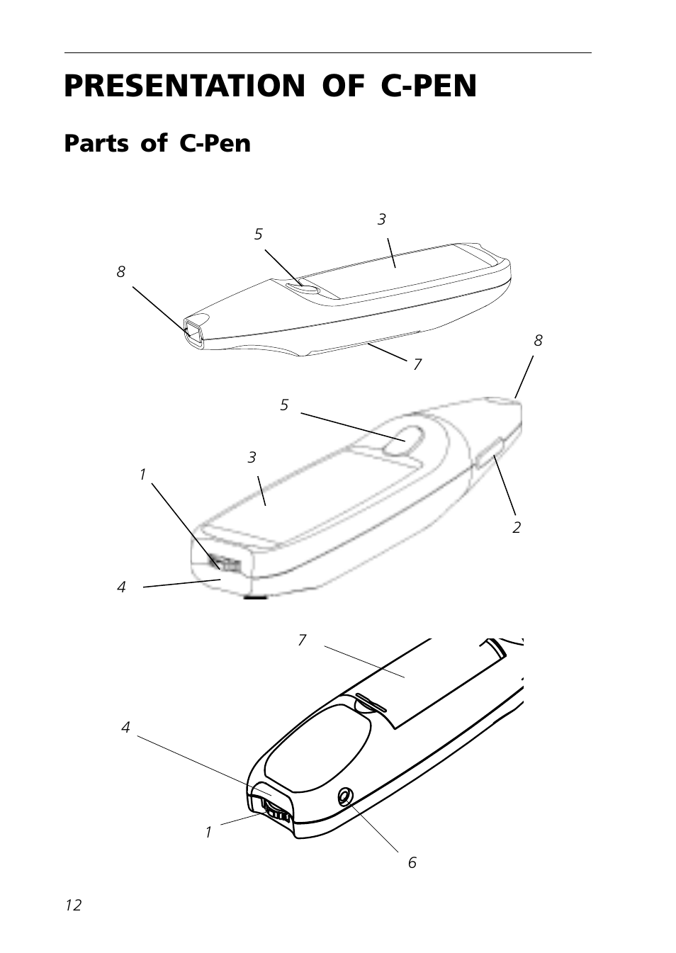 Presentation of c-pen, Parts of c-pen, Description of the different parts | C Technologies Mobile Information Collector C-Pen User Manual | Page 12 / 95