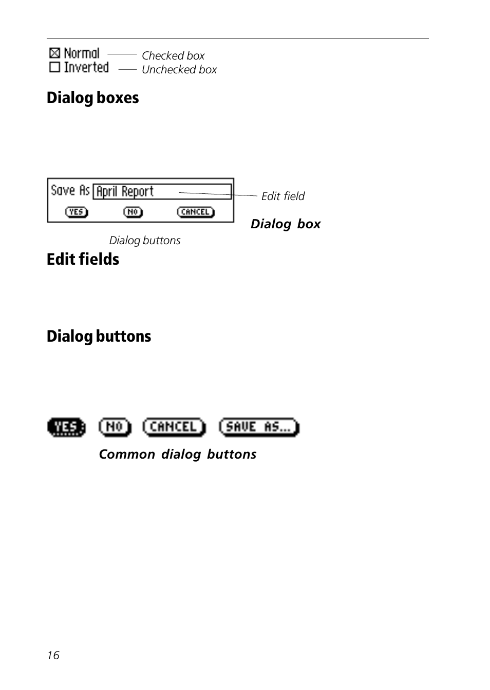 Dialog box, Dialog button, Edit field | C Technologies Mobile Information Collector C-Pen User Manual | Page 16 / 95