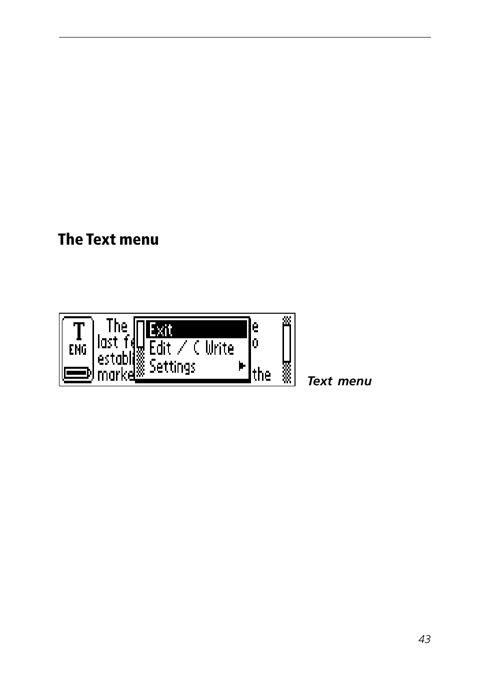 Cursor, Beam, Properties | Text menu | C Technologies Mobile Information Collector C-Pen User Manual | Page 43 / 95