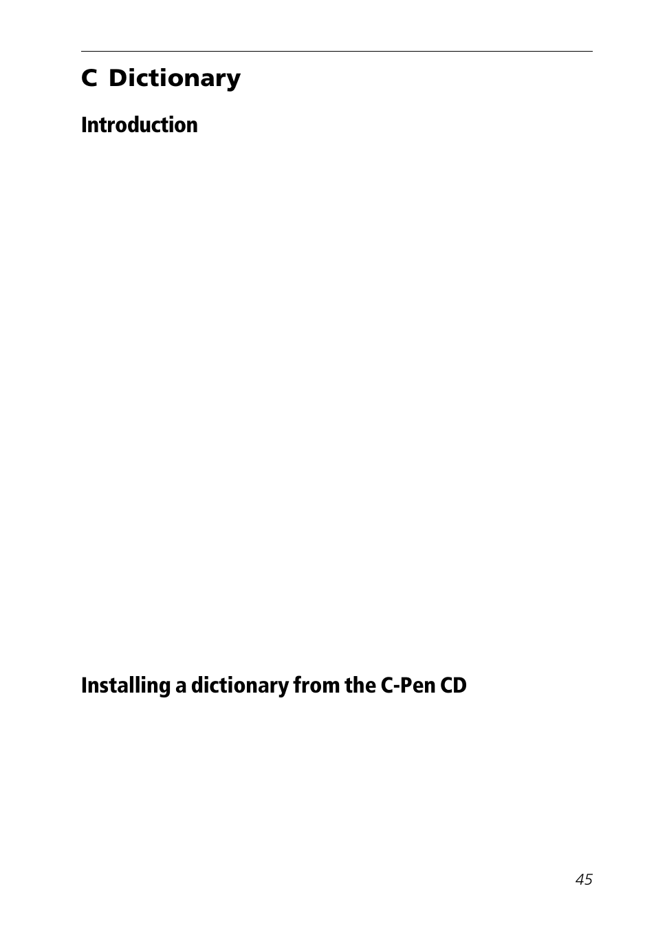 C dictionary, Installing a dictionary from c-pen cd | C Technologies Mobile Information Collector C-Pen User Manual | Page 45 / 95