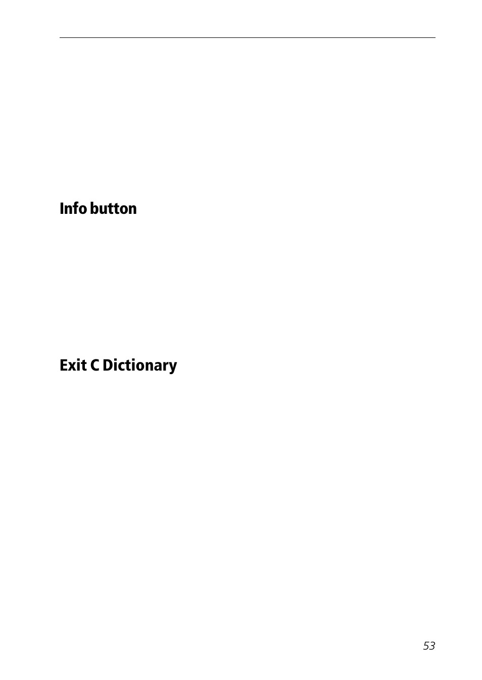Exit c dictionary, Info button | C Technologies Mobile Information Collector C-Pen User Manual | Page 53 / 95