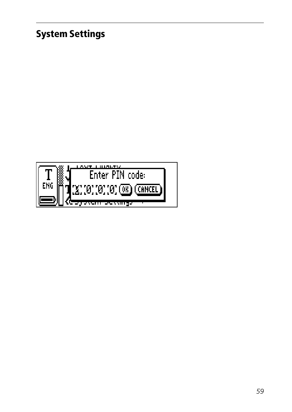 Contrast, System settings, Pin code | C Technologies Mobile Information Collector C-Pen User Manual | Page 59 / 95