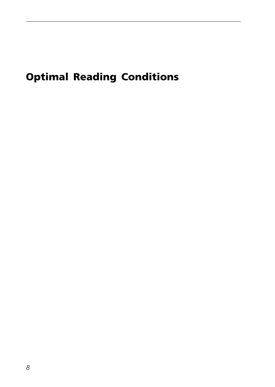 Optimal reading conditions, Optimum reading conditions, Reading conditions | Storage | C Technologies Mobile Information Collector C-Pen User Manual | Page 8 / 95