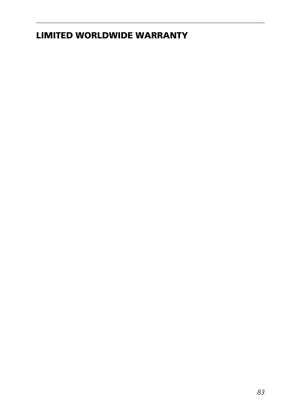 Limited worldwide warranty | C Technologies Mobile Information Collector C-Pen User Manual | Page 83 / 95