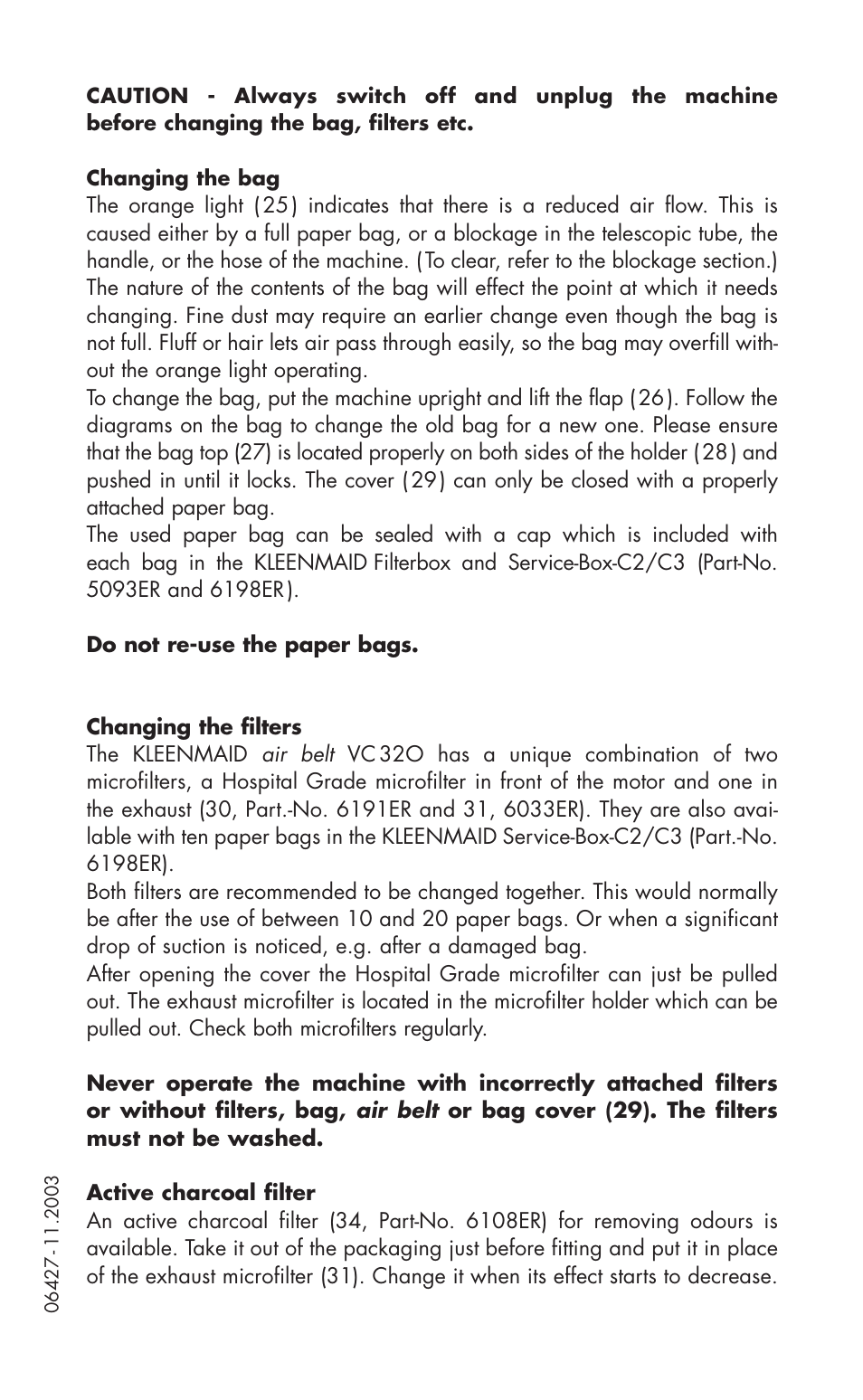 Kleenmaid VC320 User Manual | Page 5 / 8