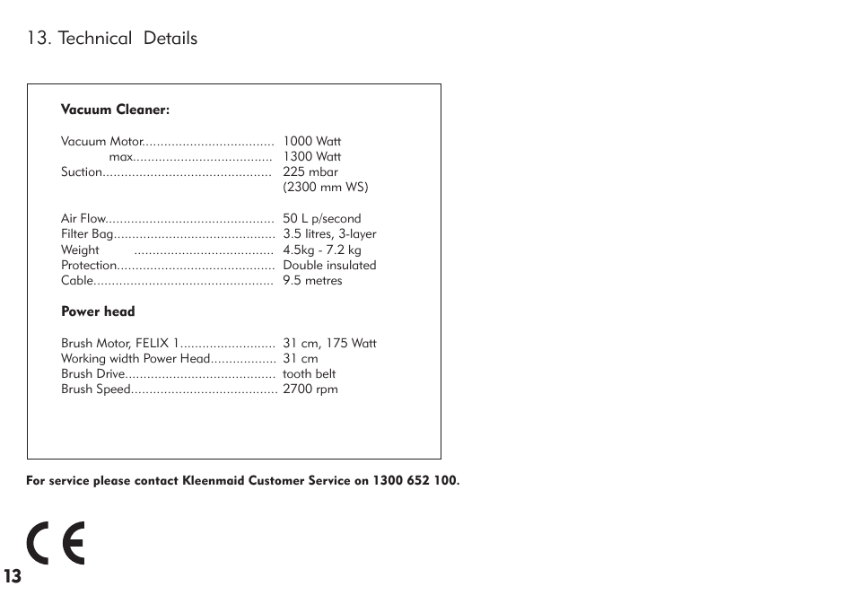 Technical details | Kleenmaid VC700 User Manual | Page 14 / 16