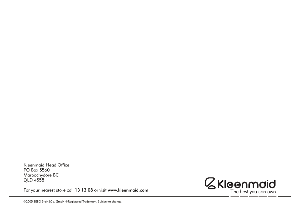 Back.pdf | Kleenmaid VC700 User Manual | Page 16 / 16