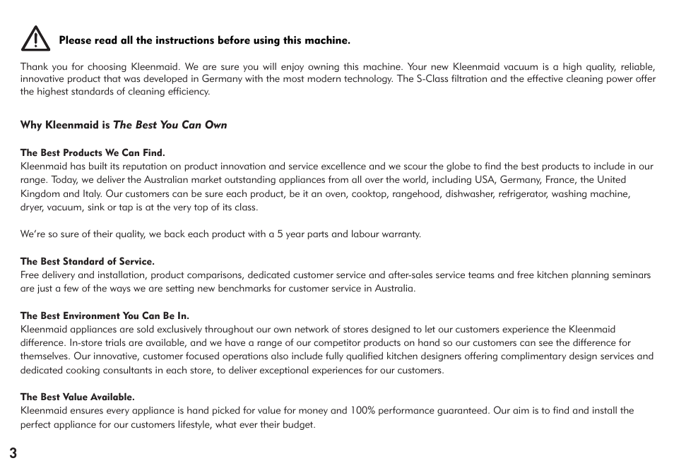 Kleenmaid VC700 User Manual | Page 4 / 16