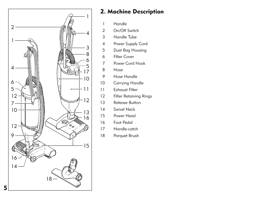 Machine description | Kleenmaid VC700 User Manual | Page 6 / 16