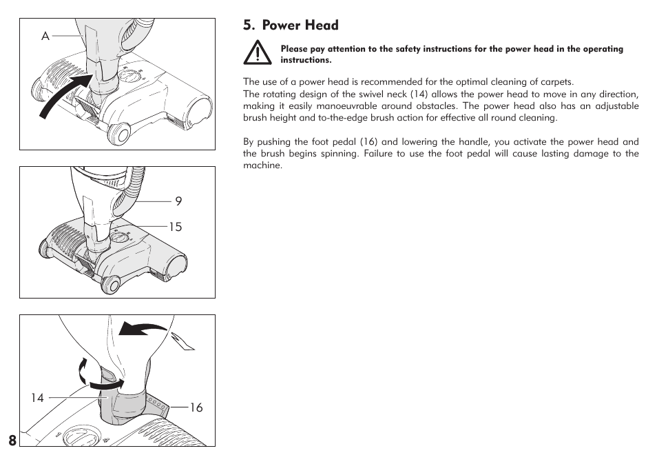 Power head | Kleenmaid VC700 User Manual | Page 9 / 16