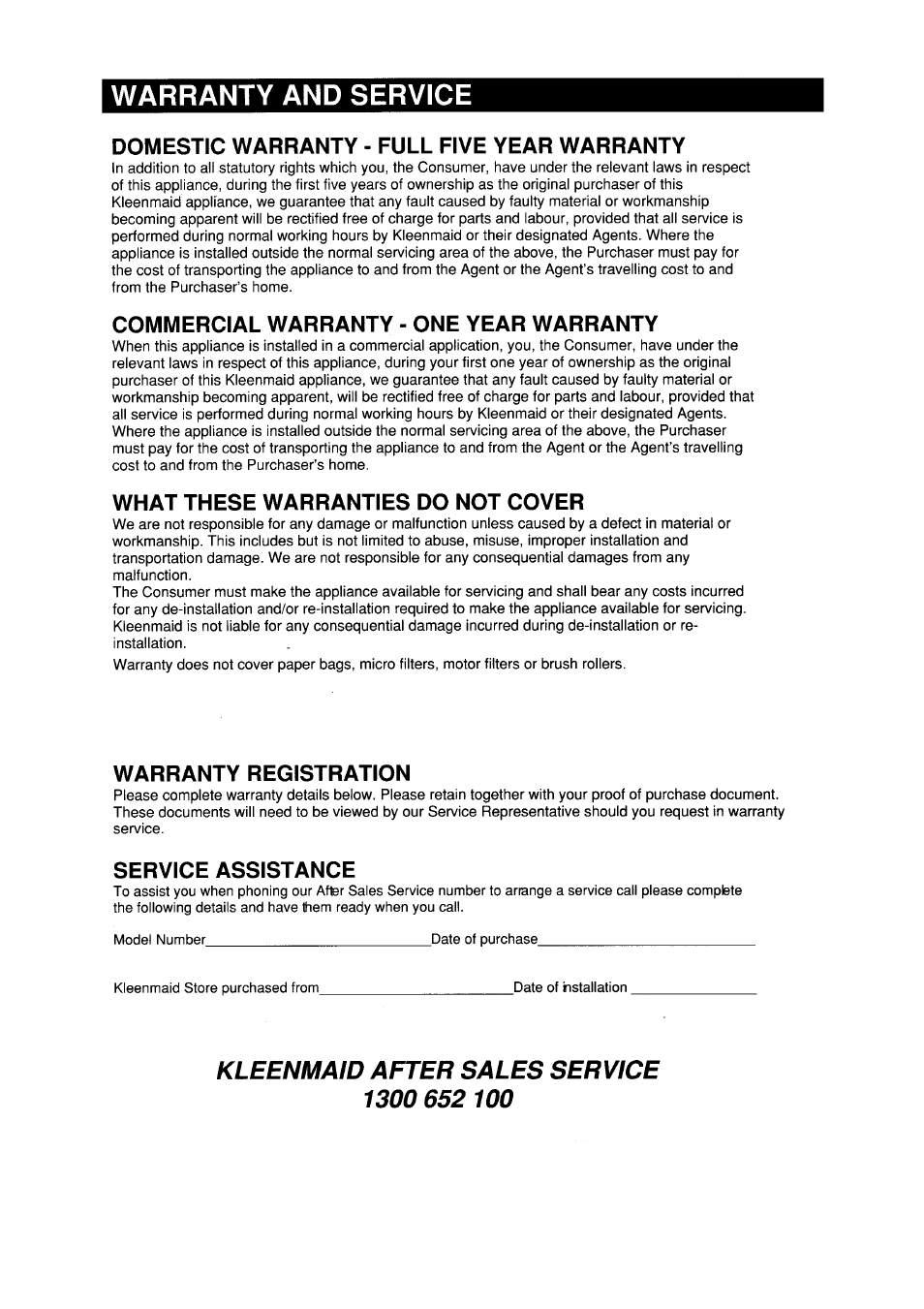 Kleenmaid ETH-Power Head for VC350 User Manual | Page 2 / 5