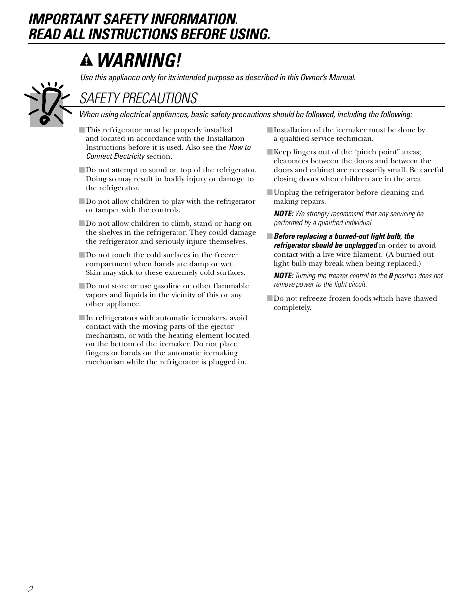 Safety information, Warning, Safety precautions | Kleenmaid PSG22 User Manual | Page 2 / 72