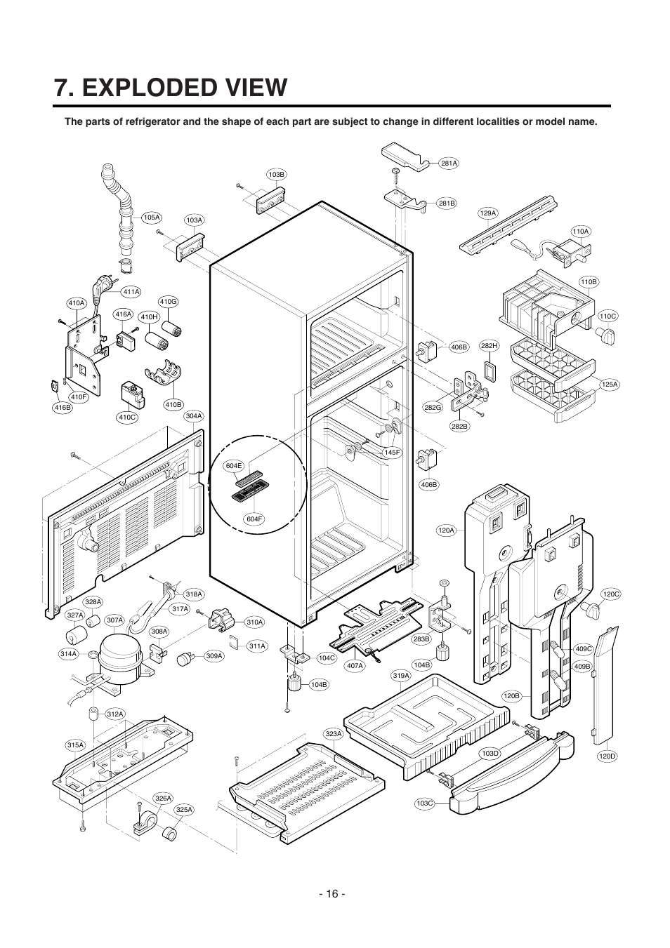 Exploded view | Kleenmaid TBR351ANBRWH User Manual | Page 16 / 18