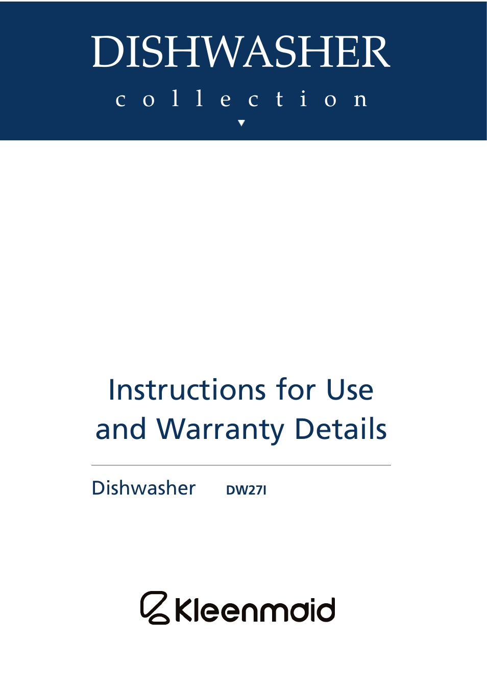 Kleenmaid DW27i User Manual | 22 pages