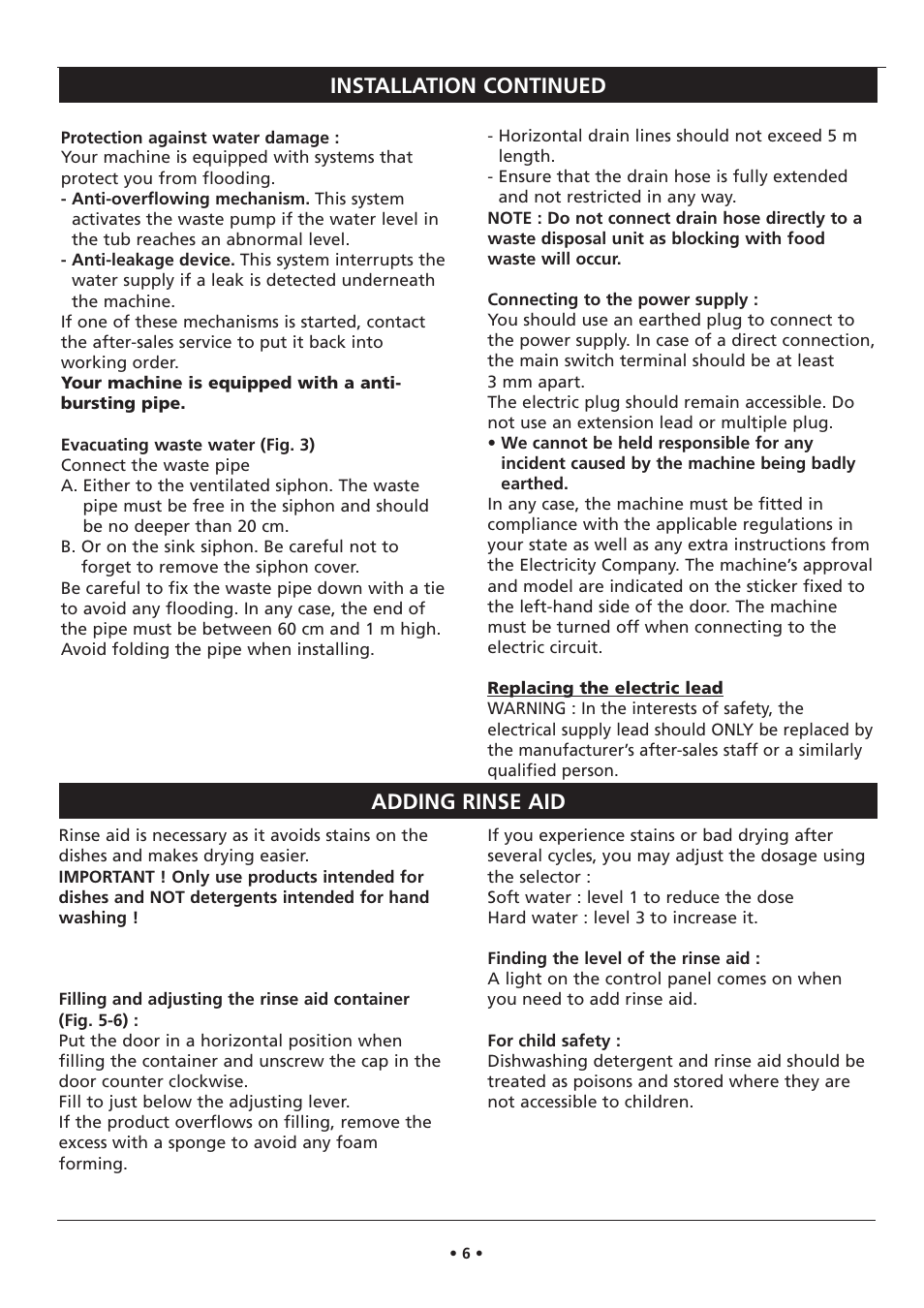 Adding rinse aid installation continued | Kleenmaid DW27i User Manual | Page 6 / 22