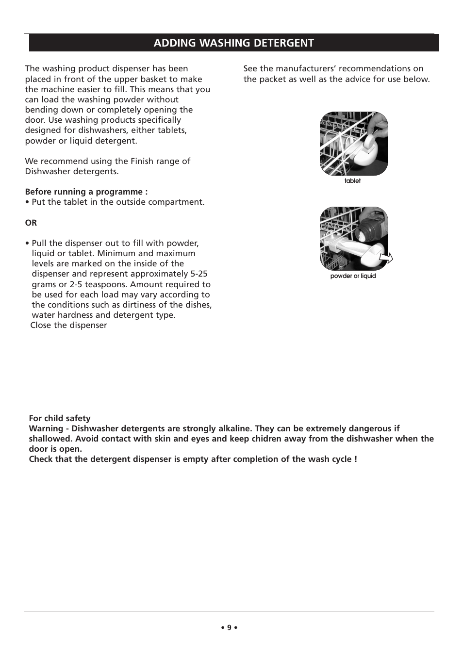 Adding washing detergent | Kleenmaid DW27i User Manual | Page 9 / 22