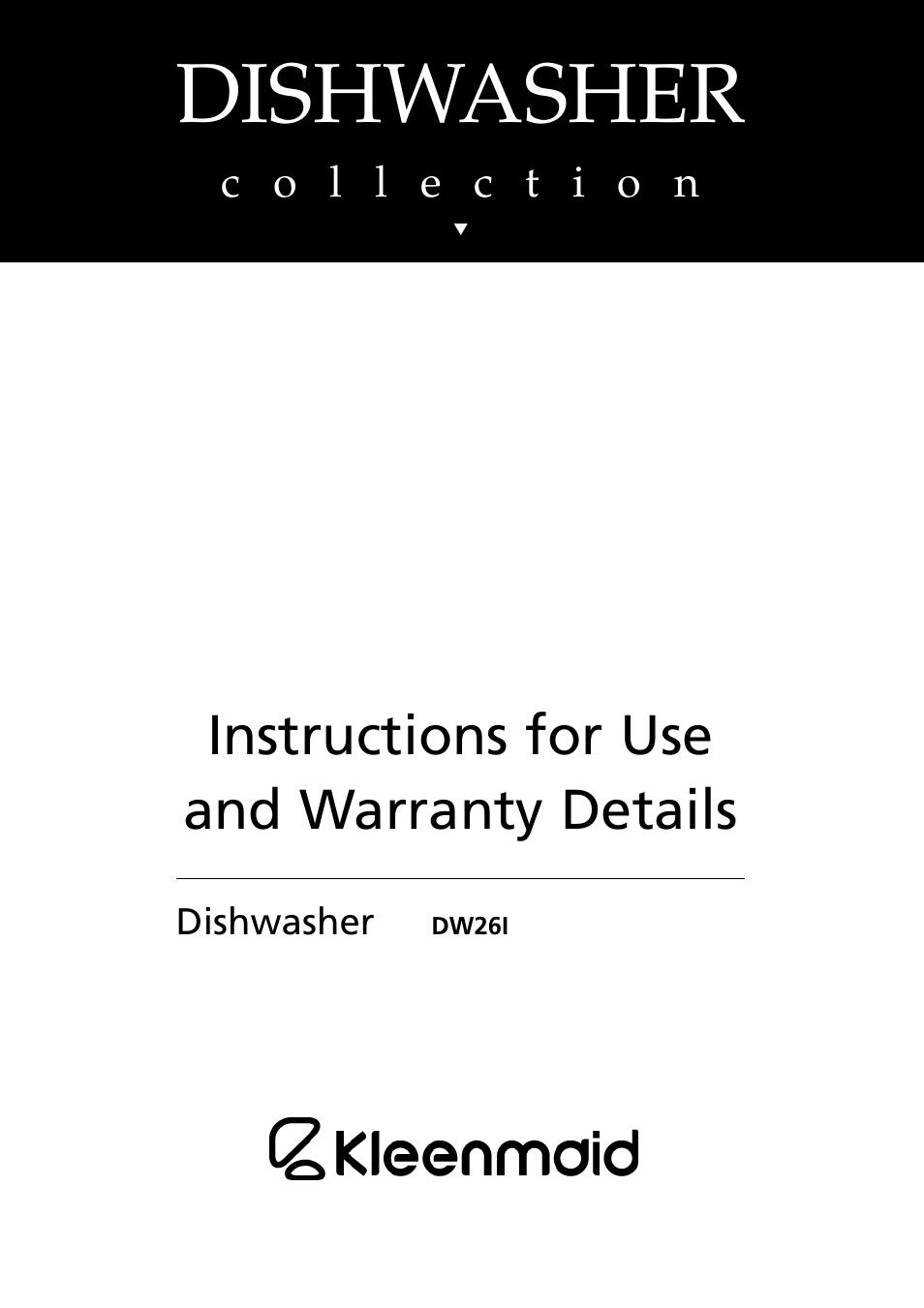 Kleenmaid DW26I User Manual | 24 pages