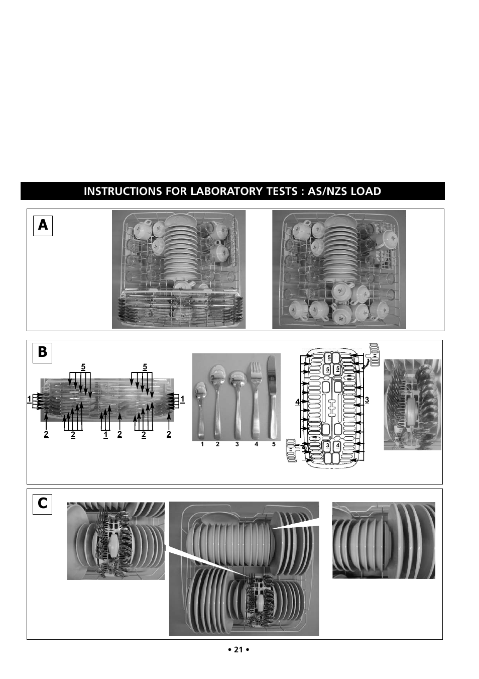 Instructions for laboratory tests : as/nzs load | Kleenmaid DW26I User Manual | Page 21 / 24