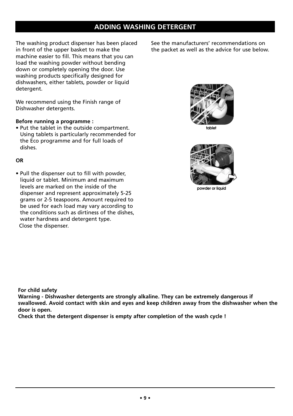 Adding washing detergent | Kleenmaid DW26I User Manual | Page 9 / 24