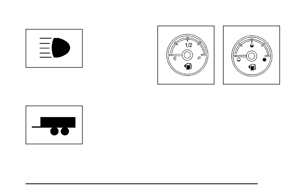 Highbeam on light, Tow/haul mode light, Fuel gage | Highbeam on light tow/haul mode light fuel gage | CHEVROLET Tahoe User Manual | Page 259 / 634