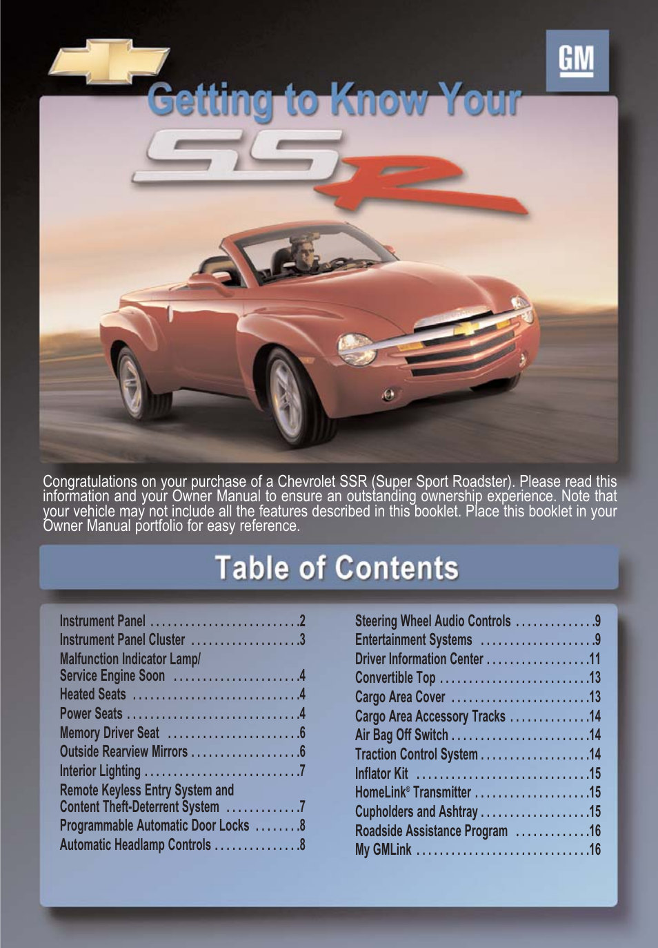 CHEVROLET SSR User Manual | 16 pages