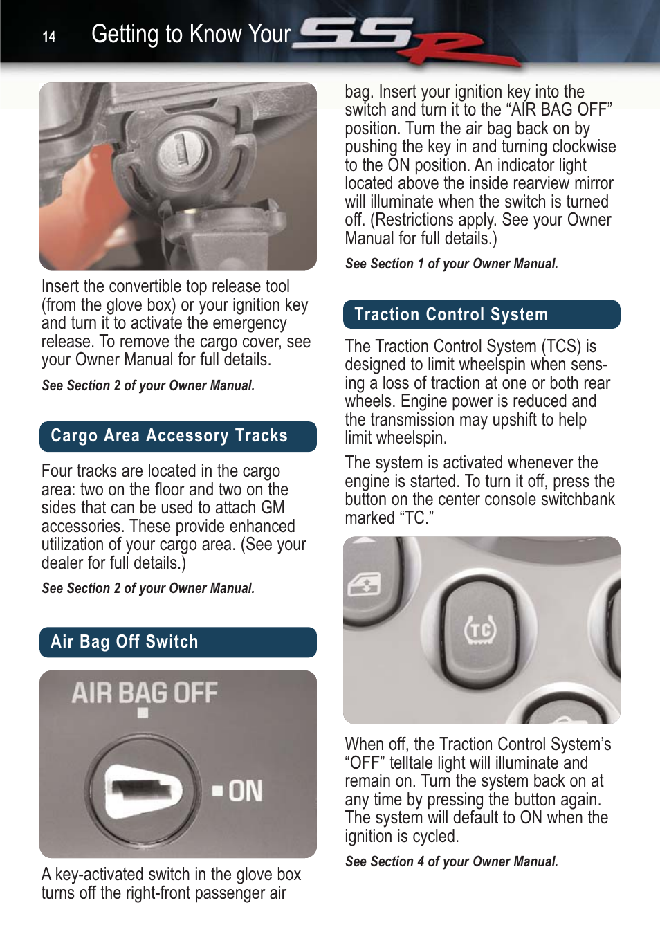 Getting to know your | CHEVROLET SSR User Manual | Page 14 / 16