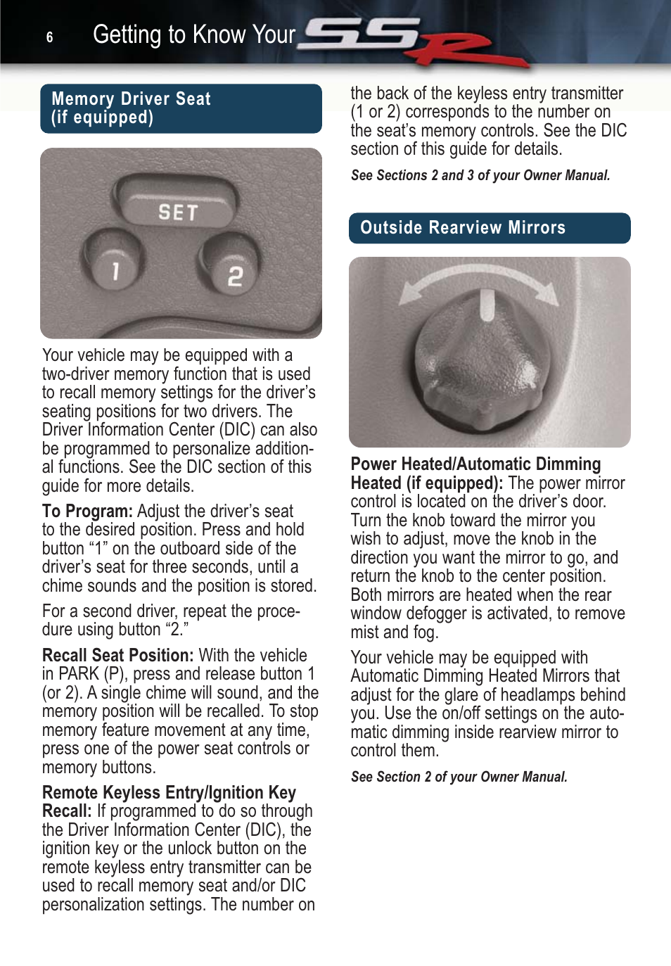 Getting to know your | CHEVROLET SSR User Manual | Page 6 / 16
