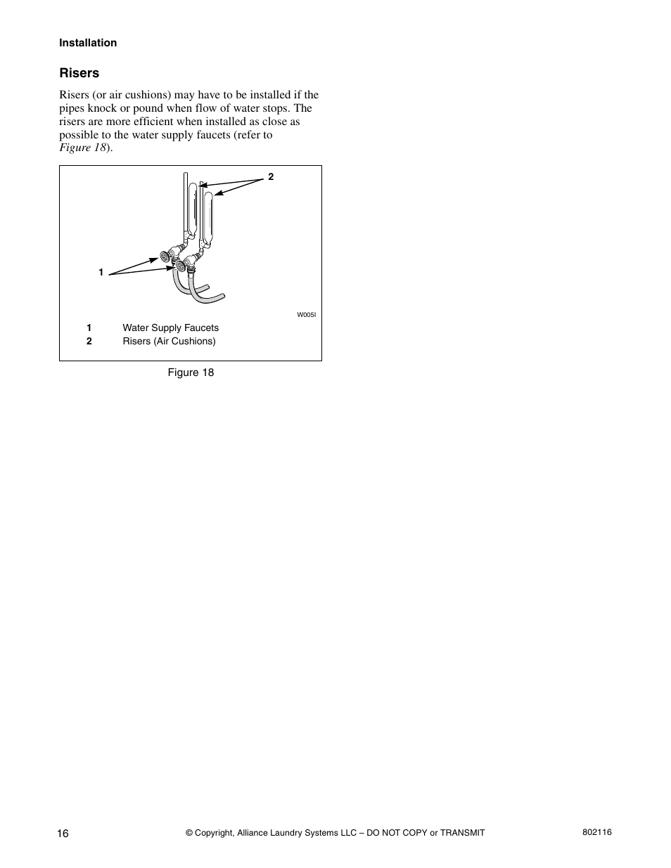 Risers | Kleenmaid LTK95 Installation Version 802116R1 User Manual | Page 18 / 22