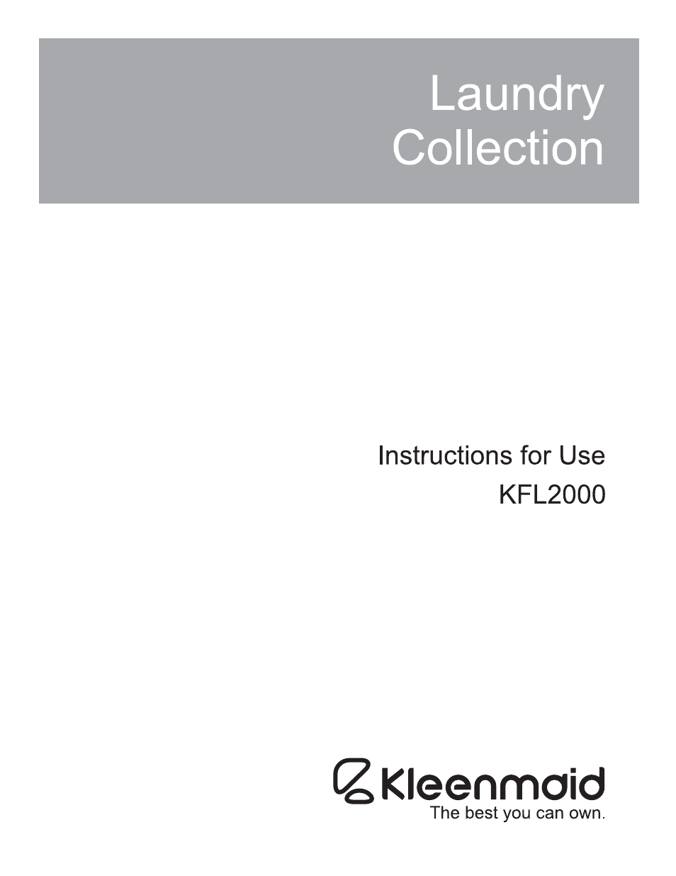 Kleenmaid KFL2000 User Manual | 36 pages