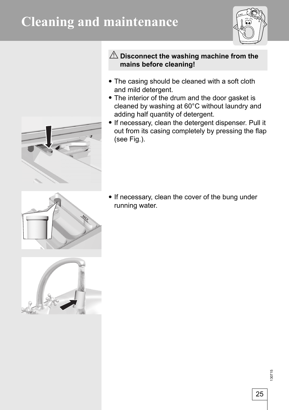 Cleaning and maintenance | Kleenmaid KFL1600 User Manual | Page 25 / 36