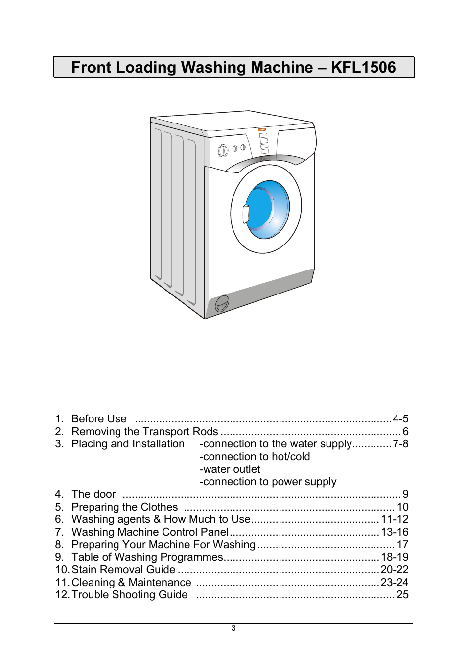 Kleenmaid KFL1506 12 programs User Manual | 25 pages