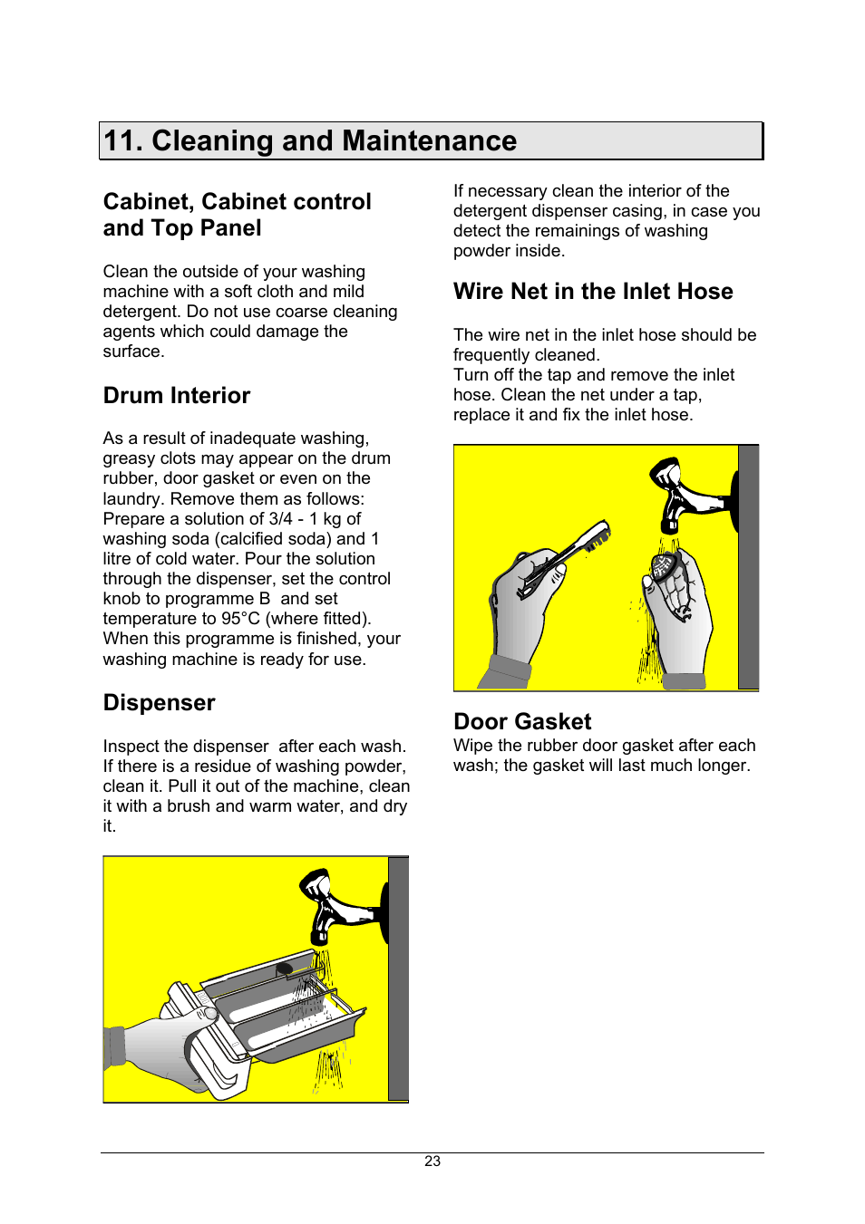 Cleaning and maintenance | Kleenmaid KFL1506 12 programs User Manual | Page 21 / 25
