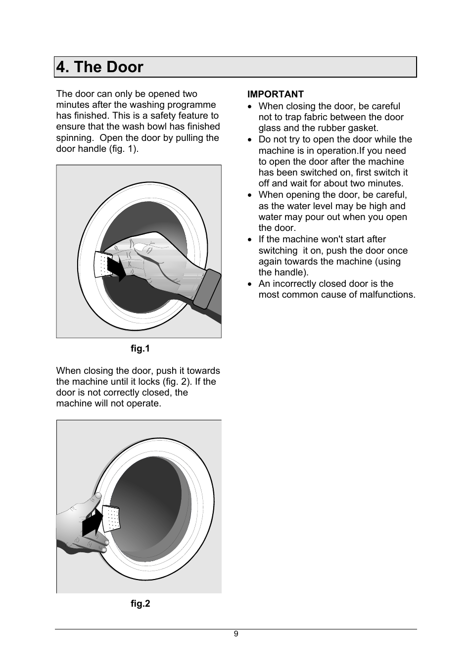 The door | Kleenmaid KFL1506 12 programs User Manual | Page 7 / 25