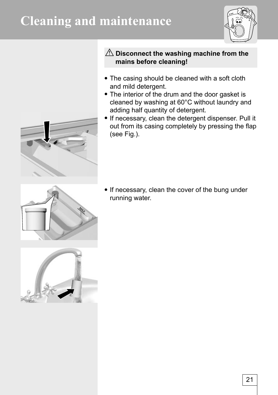 Cleaning and maintenance | Kleenmaid KFL850 User Manual | Page 21 / 32