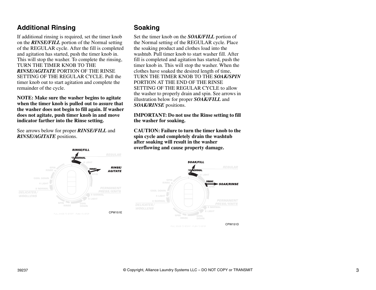 Additional rinsing, Soaking | Kleenmaid LWK23 User Manual | Page 4 / 5