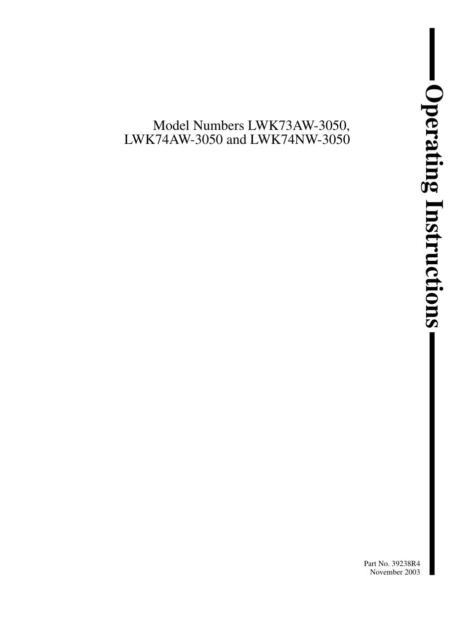 Kleenmaid LWK73 Version 39238R4 User Manual | 5 pages