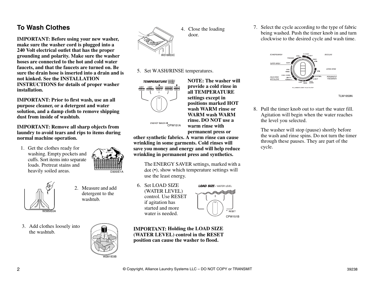 Kleenmaid LWK73 Version 39238R4 User Manual | Page 3 / 5