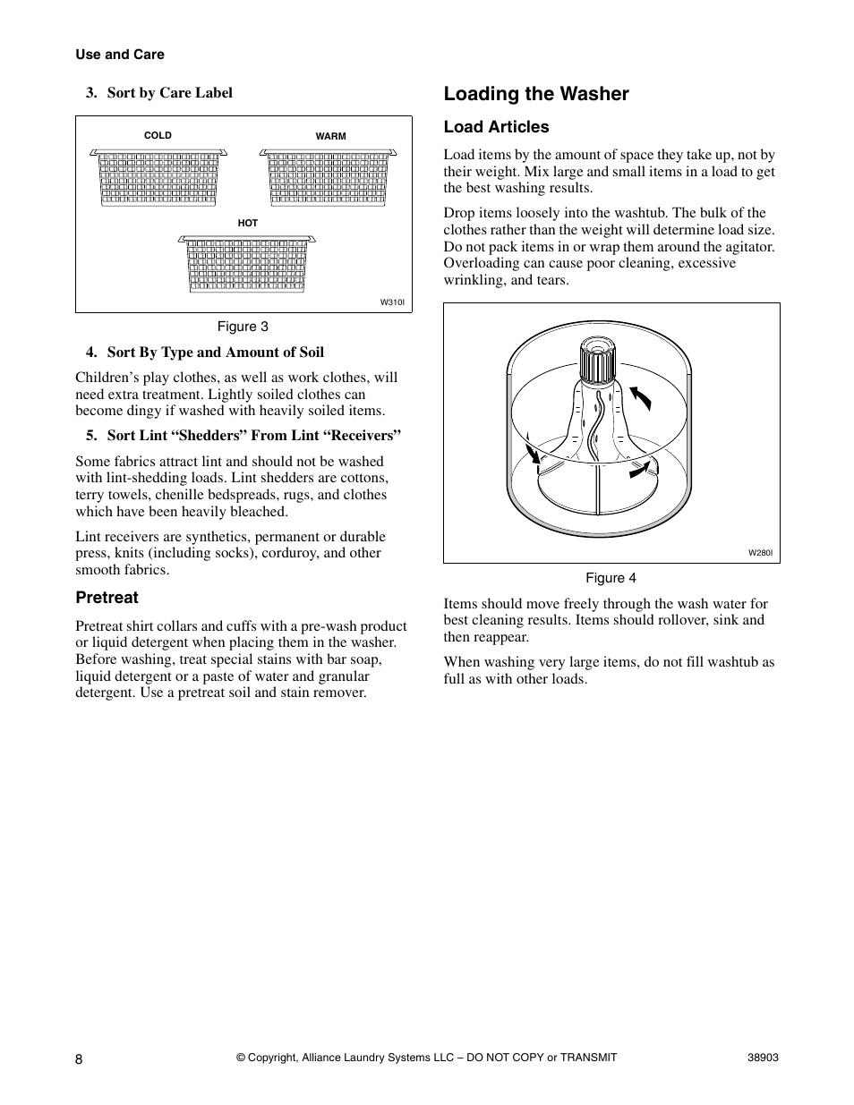 Pretreat, Loading the washer, Load articles | Kleenmaid LWK23 Version 38903R6 User Manual | Page 10 / 30