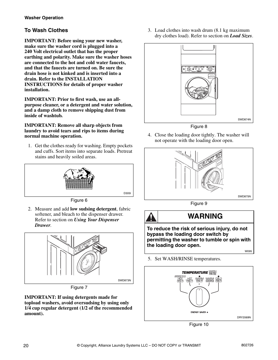 To wash clothes, Warning | Kleenmaid LTKA6 User Manual | Page 22 / 44
