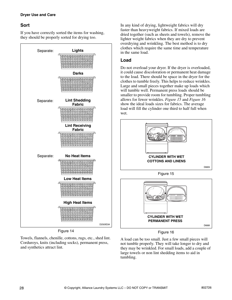 Sort load, Sort, Load | Kleenmaid LTKA6 User Manual | Page 30 / 44