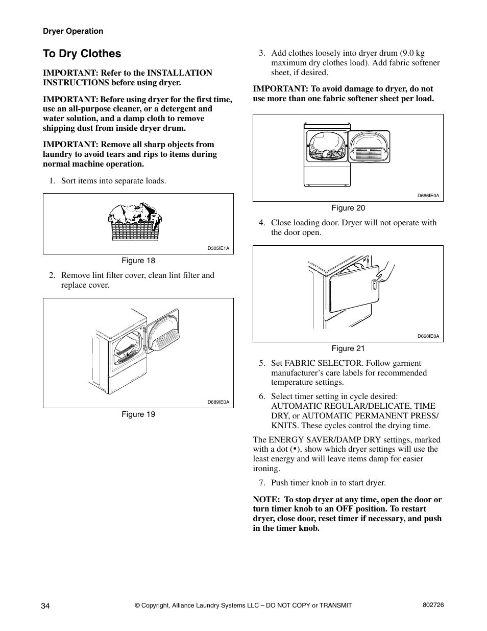 To dry clothes | Kleenmaid LTKA6 User Manual | Page 36 / 44