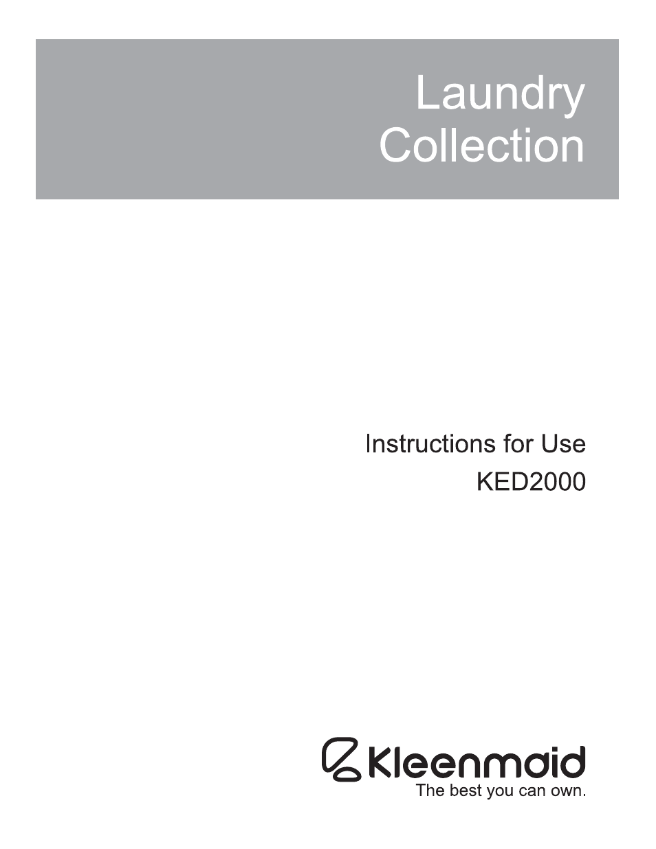 Kleenmaid KED2000 User Manual | 30 pages