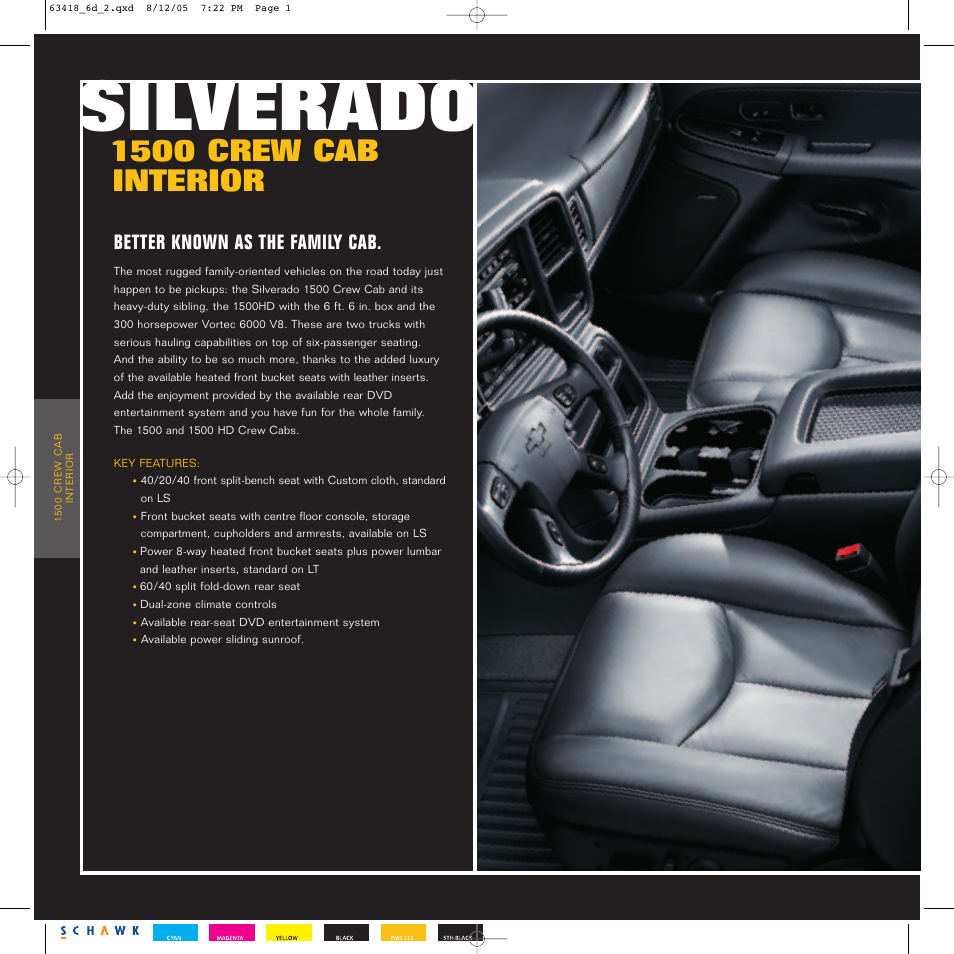 63418_6d_2.pdf, Silverado, 1500 crew cab interior | Better known as the family cab | CHEVROLET Silverado 1500 User Manual | Page 6 / 32