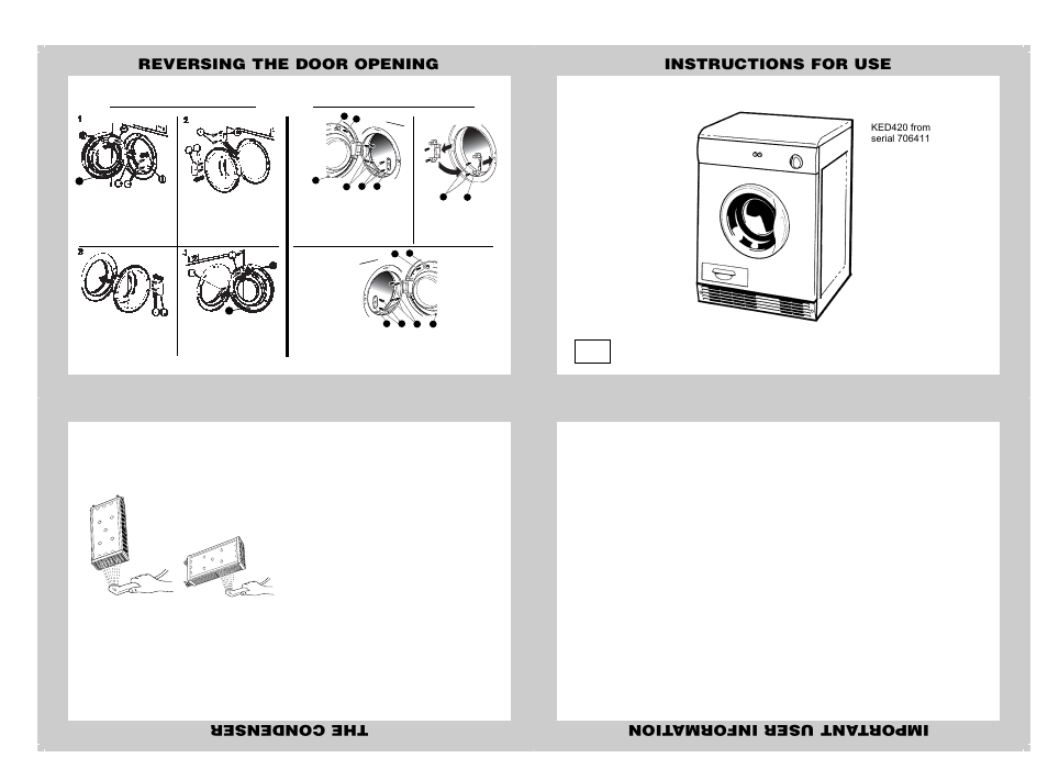 Kleenmaid KED420 From Serial No. 706411 User Manual | 2 pages