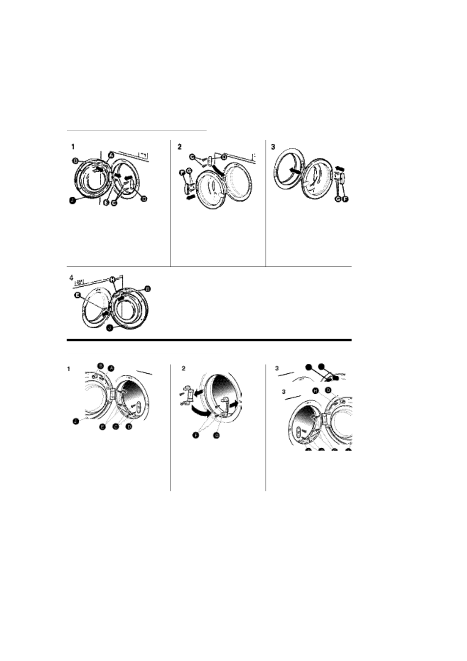 Reversing the door opening, Dryers fitted with hinge cover, Dryers fitted without hinge cover | Kleenmaid KED400 User Manual | Page 9 / 10