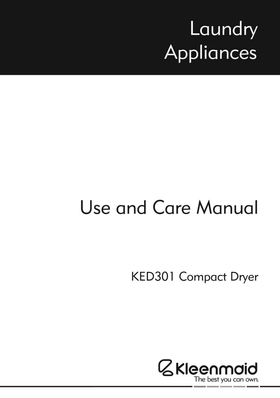 Kleenmaid KED301 User Manual | 12 pages