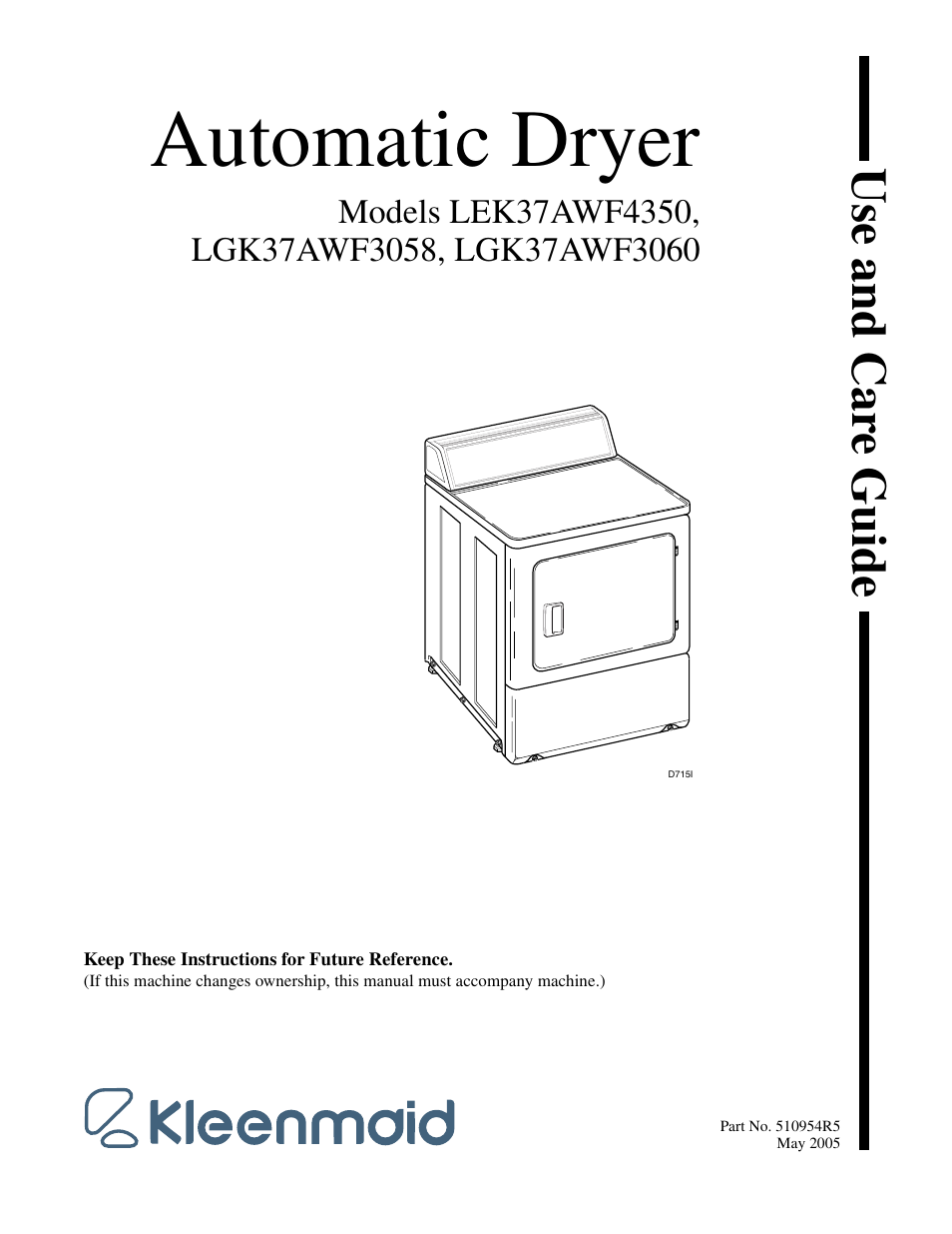 Kleenmaid LEK37A Version 510954R5 User Manual | 24 pages