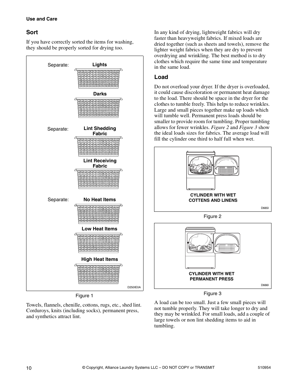 Sort load, Sort, Load | Kleenmaid LEK37A Version 510954R5 User Manual | Page 12 / 24